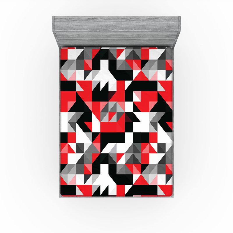 Ambesonne, ensemble de 2 draps-housse demi-triangles gris anthracite, Ensemble de draps pour taille de lit double