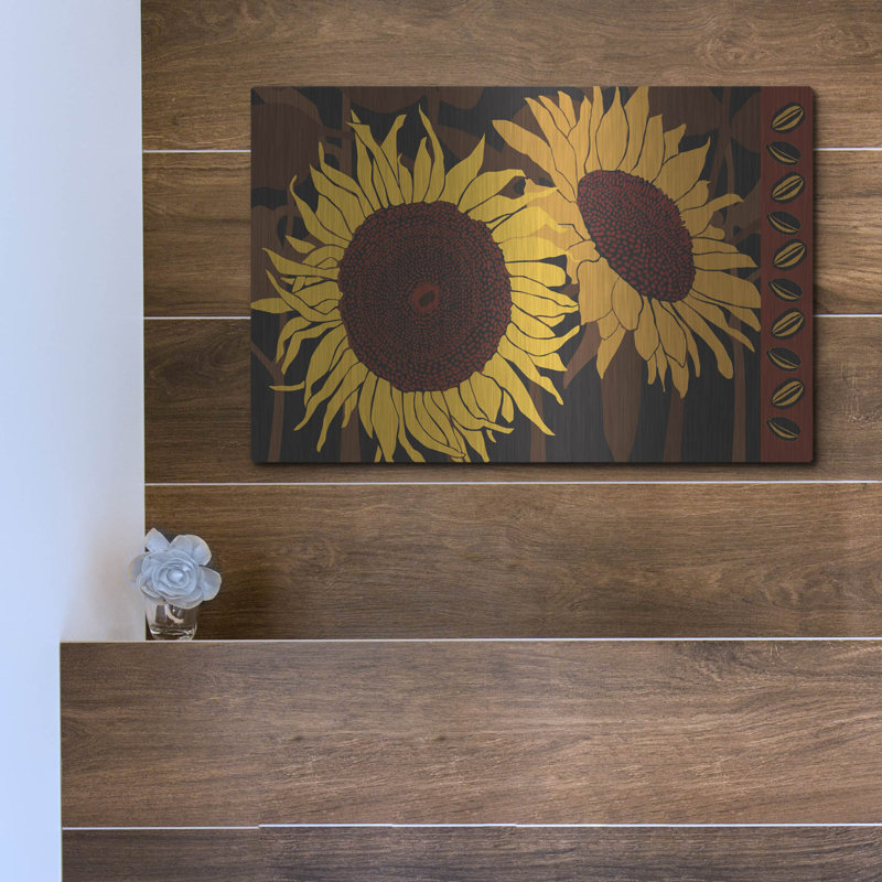 August Grove® «Tournesol 1» par Art Licensing Studio, art mural en métal, H 12 po x l 12 po