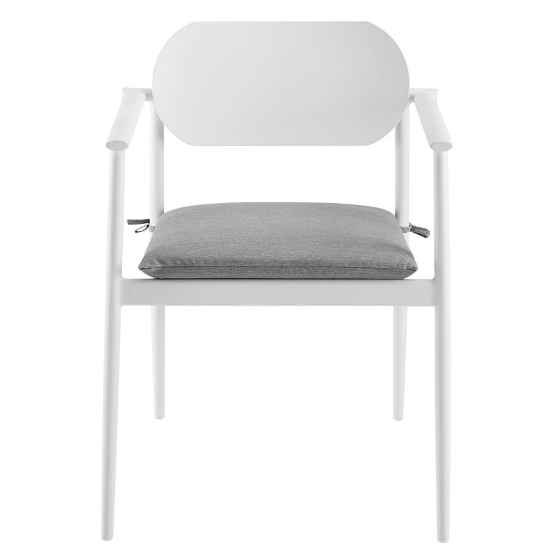 Aeris White and Light Gray Aluminum Stackable Outdoor Dining Armchair Set