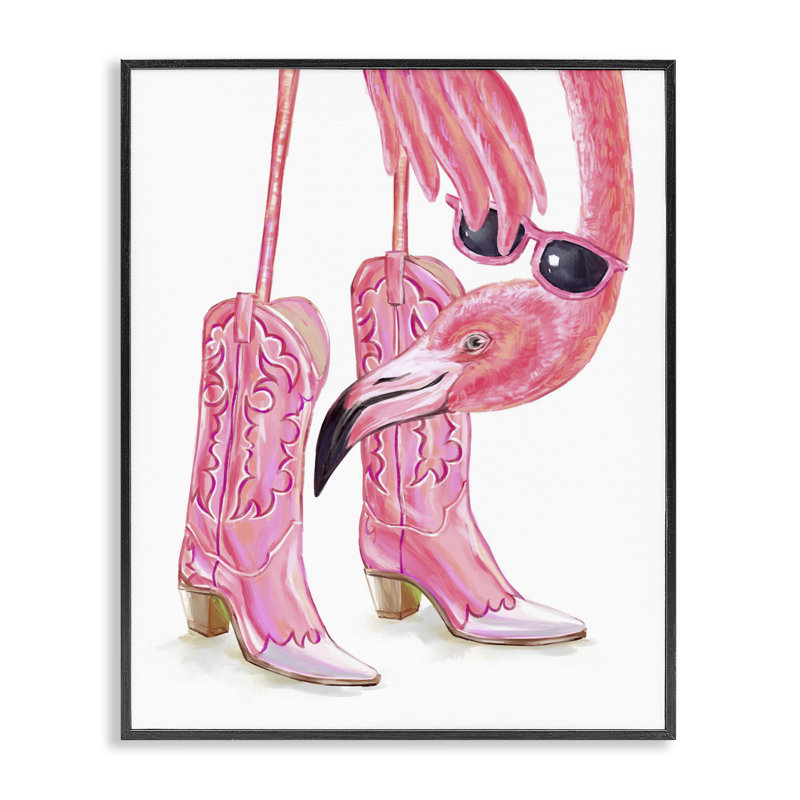 «Glam Cowgirl Flamingo», estampe numérique, conception de Ziwei Li, H 14 po x l 11 po, Giclée encadrée noir minuit