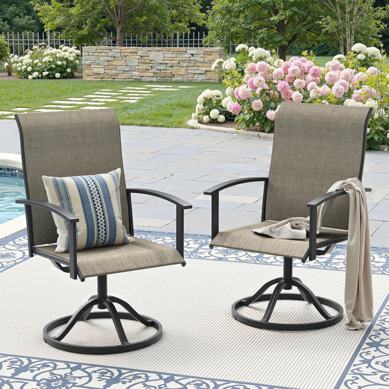 Chaise de salle à manger d'extérieur pivotante à 360 ° PVC-coated polyester, Brun