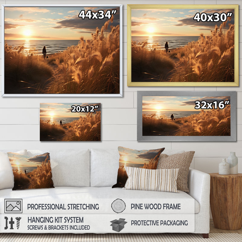 " Golden Sands A Mesmerizing X ", Silver Picture Framed, 16" H x 32" W x 1" D