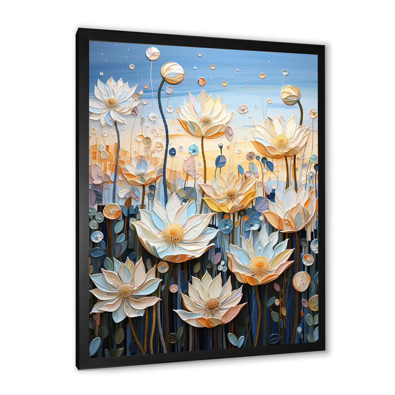 Pétales du lotus sacré IV sur toile, H 32 po x l 24 po x P 1 po, Cadre photo noir simple