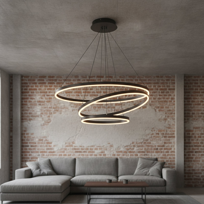 Luminaire suspendu moderne à DEL pour îlot de cuisine, 59" H x 31.5" W x 31.5" D