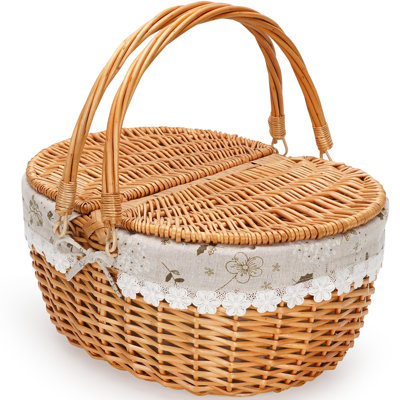 15" Wicker Picnic Baskets with Removable Liner