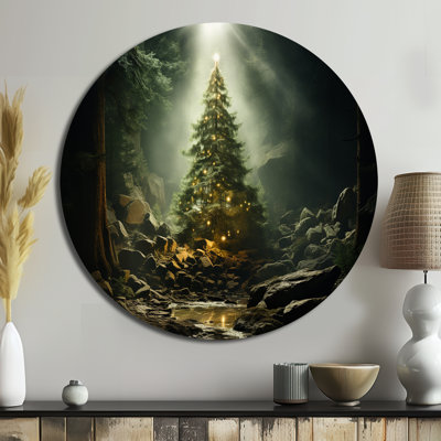 Arbre de Noël vert magique - paysages ronds, art en métal