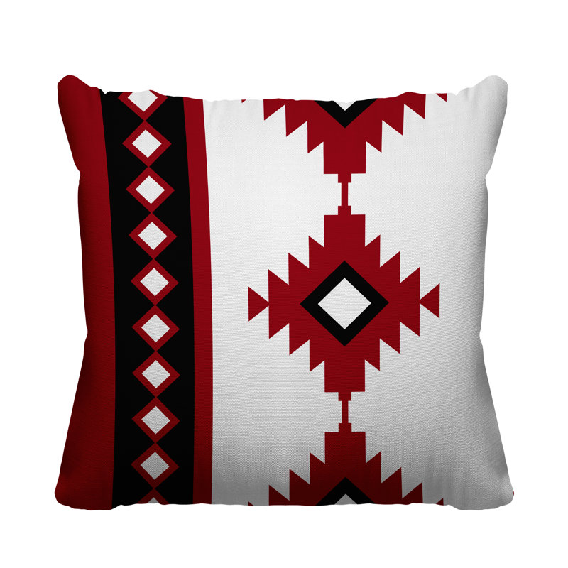 Coussin intérieur / extérieur Carlos Southwestern, L 15 po x H 15 po, Rouge