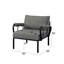 Fauteuil de patio Rajni, tissu gris et finition noire
