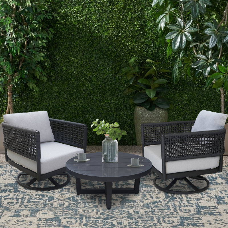Ensemble de chaises longues pivotantes de style olympique avec table basse