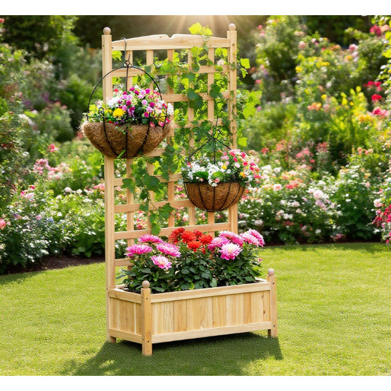 Lit de jardin surélevé en bois Flower