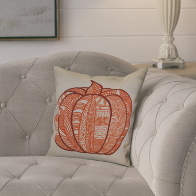 Flipping for Fall Pumpkin Patch Geometric Square Pillow Cover and Insert