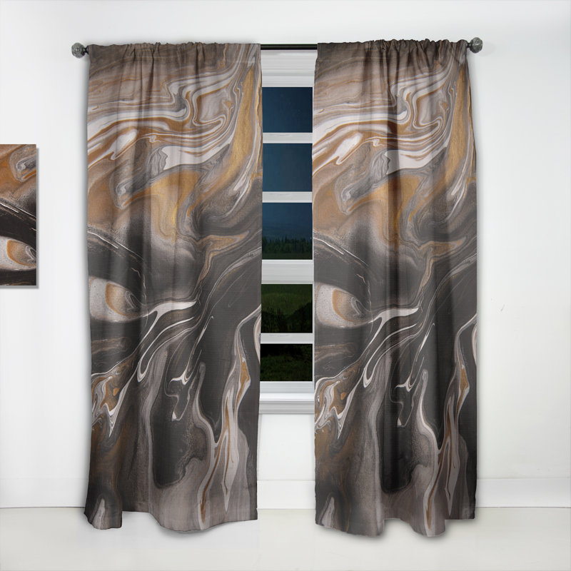 Univers en marbre noir et brun - Rideau en velours moderne - obscurcissant - 1 panneau, L 52 po x L 120 po