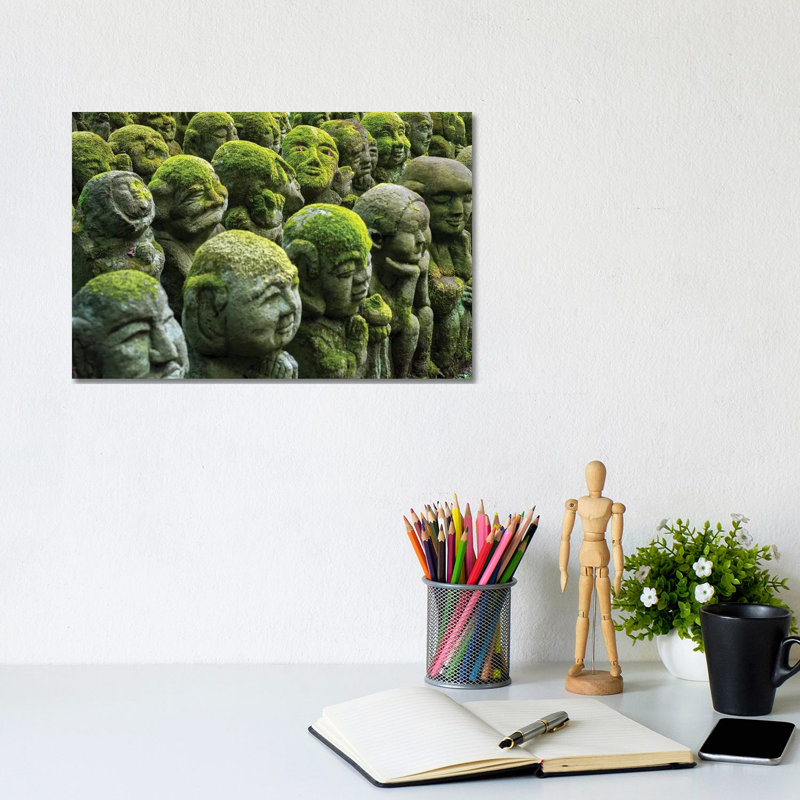 Buddhist Statues At The Otagi Nenbutsu-Ji Temple, Arashiyama, Kyoto, Japan by Jan Becke - Wrapped Canvas Print