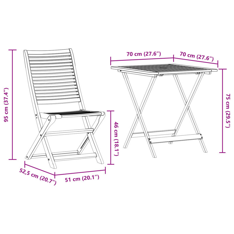 Set Of 2 Natural Wood Solid Acacia Wood 70 Cm Table Length