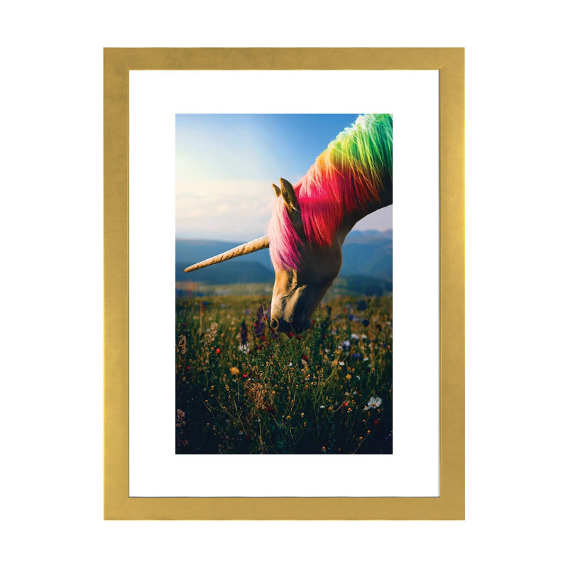 «Daydreaming Unicorn Rainbow» par Soaring Anchor Designs - impression d'art graphique, H 24 po x l 16 po x P 1 po, Blanc