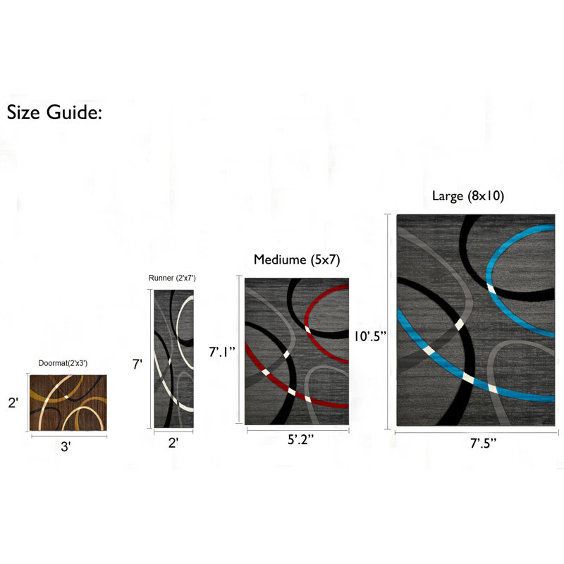 Tapis de zone grise abstract Afia, Rectangulaire 5 pi 2 po x 7 pi 1 po