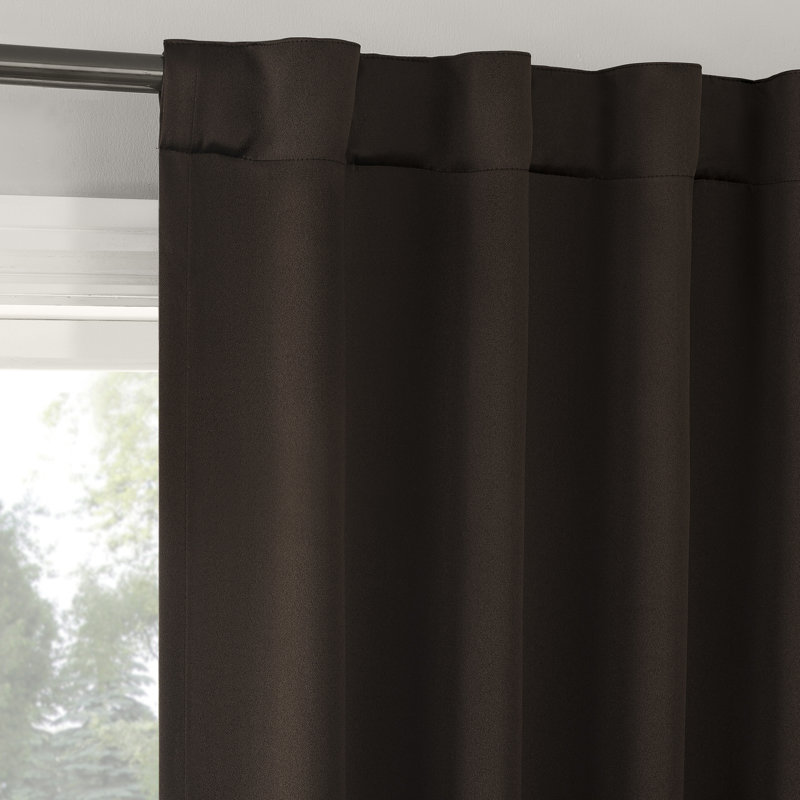 Chocolate Brown Blackout Back Tab Curtain Panel Pair, 63" Length