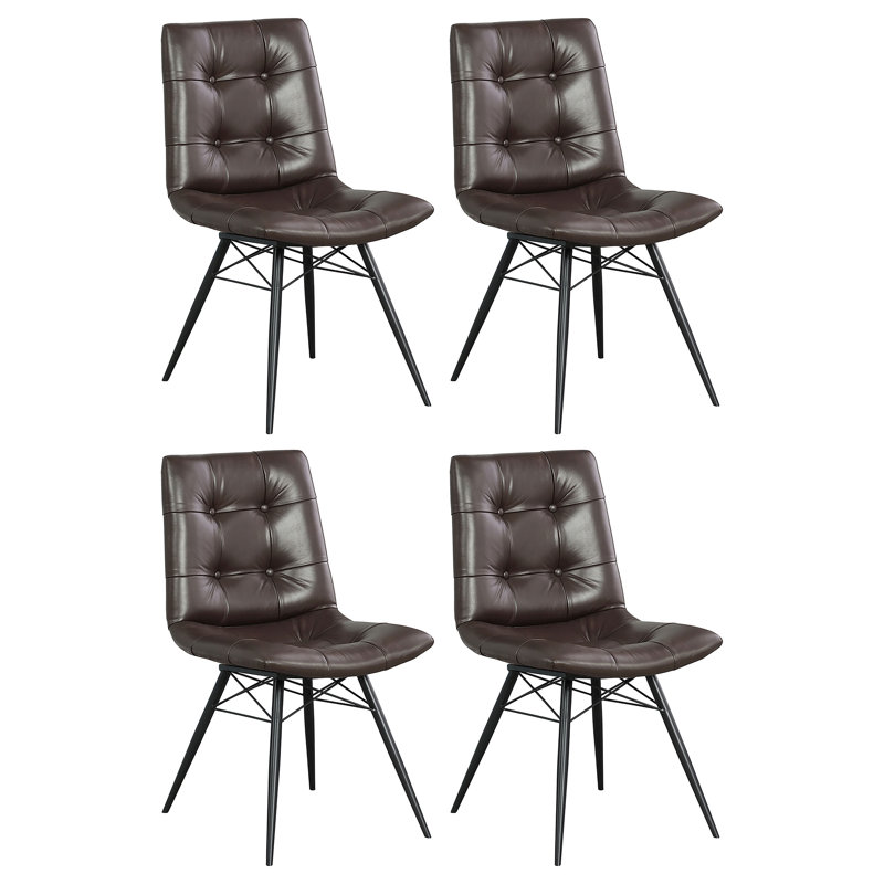  Soreya 18'' H Tufted Faux Leather Upholstered Side Chair, Brown