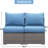 59.8"Width Outdoor Wicker Armless Sofa Set, 2-Piece Patio Loveseat Set With Blue Cushions