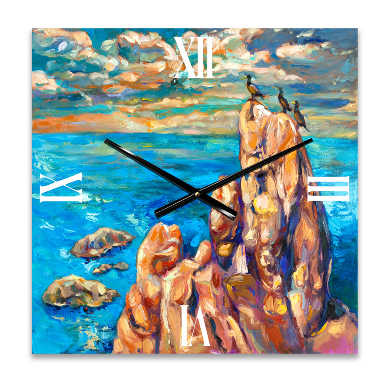 Horloge murale Cliff by the Ocean I, Moyen