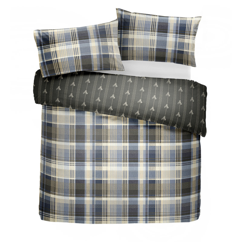 Connolly Plaid Duvet Cover Set with Pillowcases, Super King - 2 Standard Pillowcases, Charcoal
