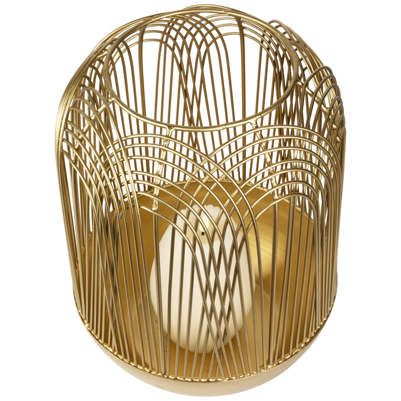 Porte-bougie colonne en fer à couche moyenne - finition laiton, H 13 po x l 10 po x P 10 po