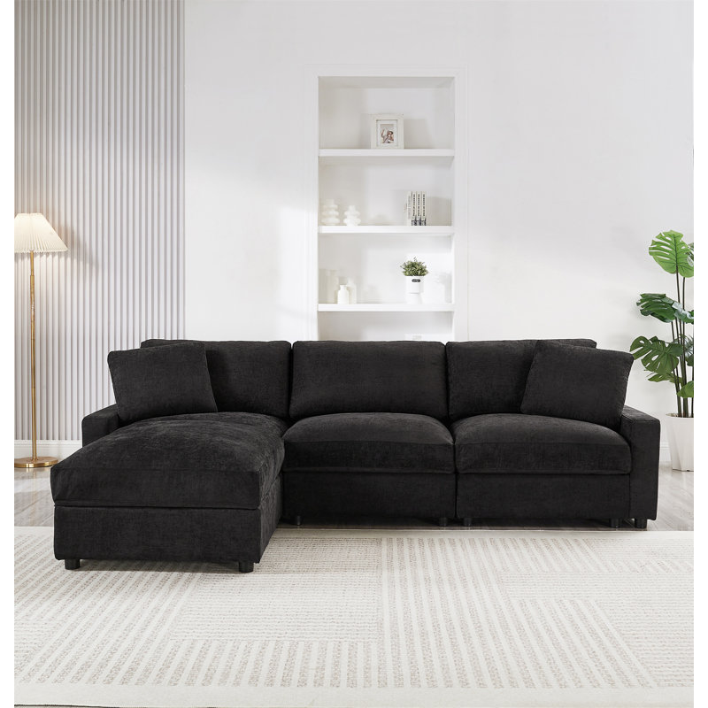 Canapé modulaire de L 103,54 po, Black, 30.31" H x 103.54" W x 61.42" D