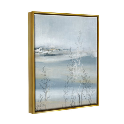 Paysage abstrait bleu, impression sur bois