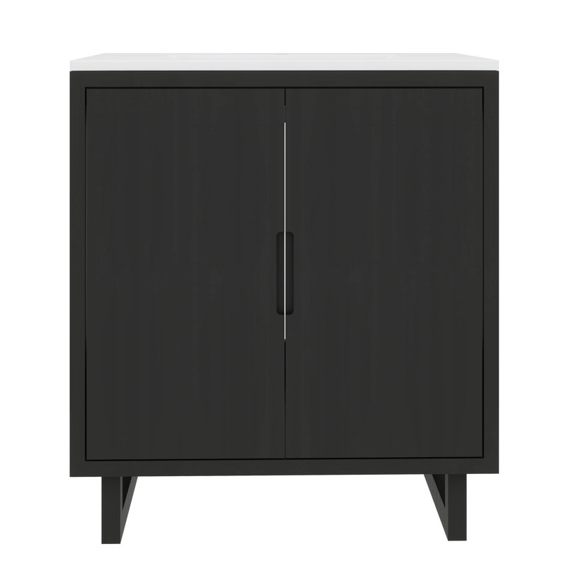 Ensemble de meuble-lavabo 30 po avec lavabo et armoire de rangement moderne, Black