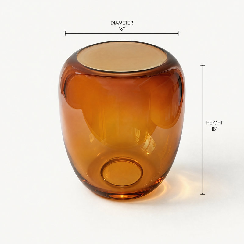 Table basse en verre transparent, Petit (l 16 po x P 16 po x H 18 po), Ambre