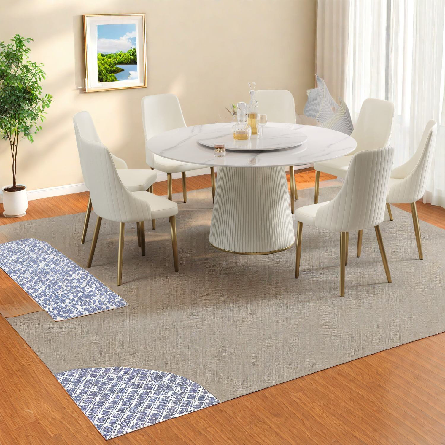 Wrought Studio™ Modern Spacious Dining Table Sets, Sintered Stone Round ...
