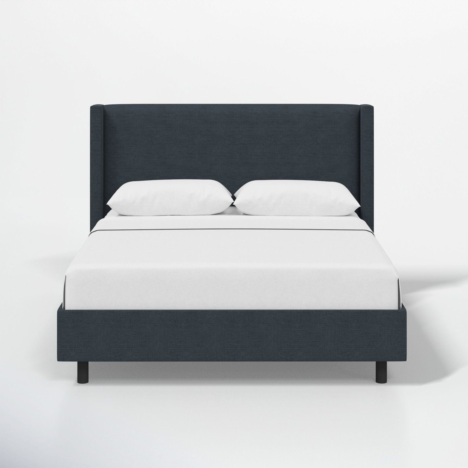 Hanson Upholstered Wingback Platform Bed, Classic Navy Linen, California King