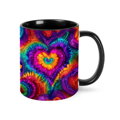 Tie Dye Coffee Mug for Women Ceramic Tea Cup with Handle 11oz