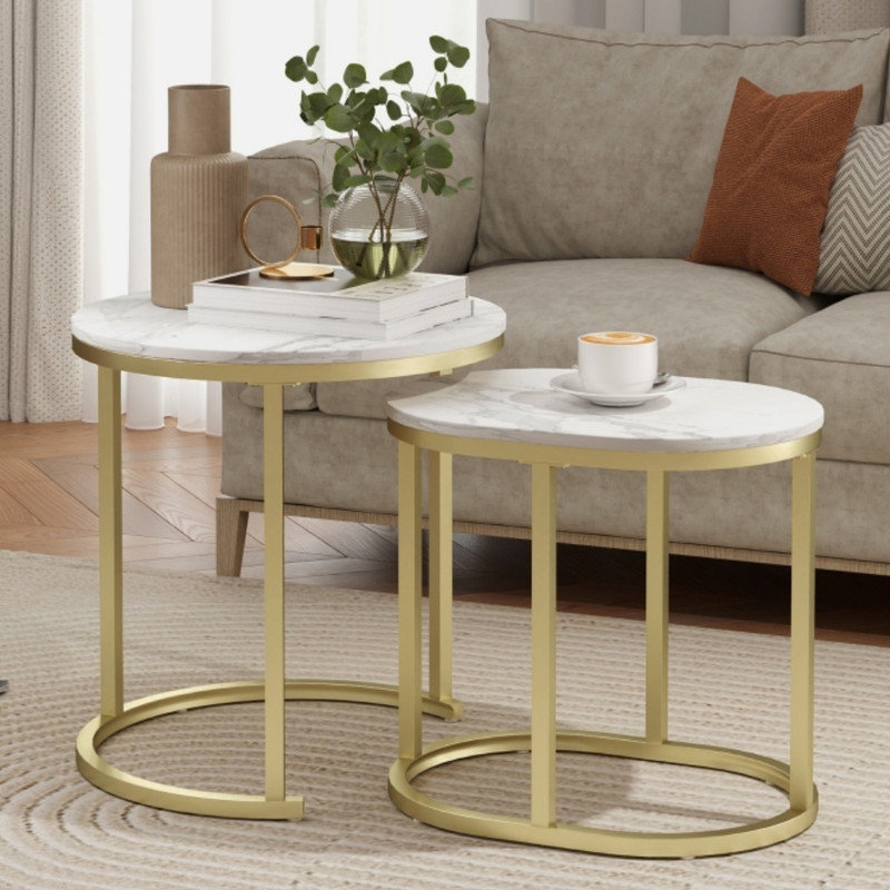 C Table Semi-Circle Side Table Set