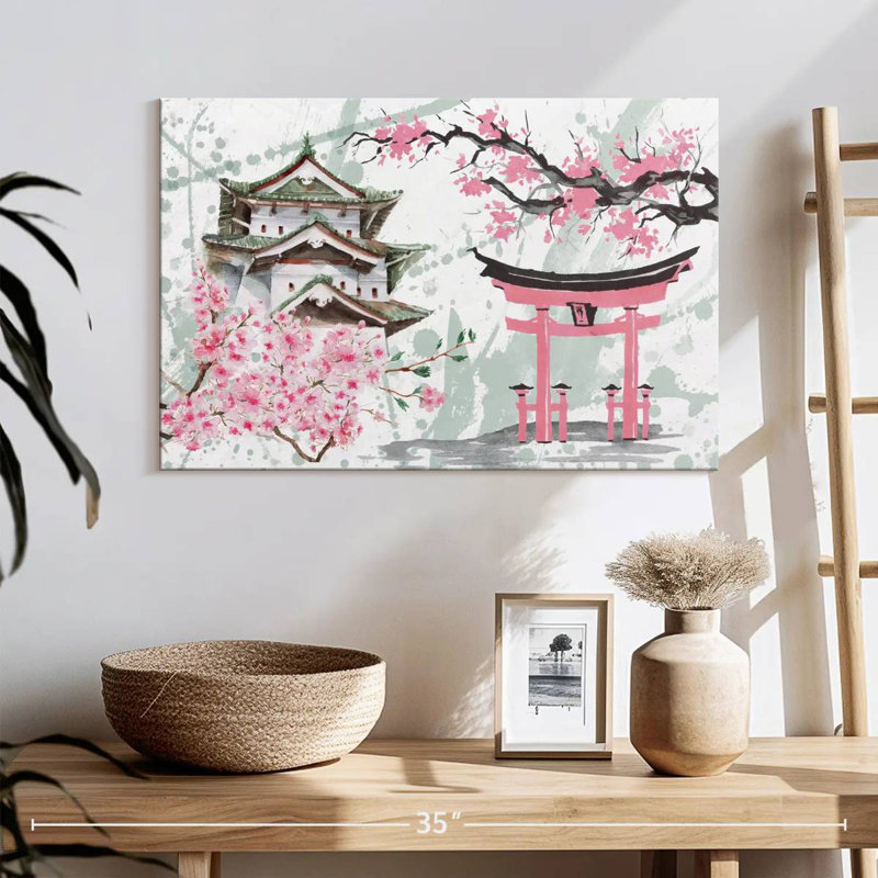 Château d'Hirosaki au printemps, H 16 po x l 24 po
