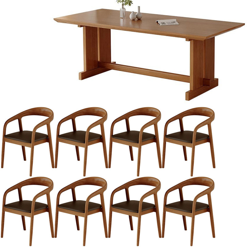 Modern simple solid wood dining table set., 29.5"H x 86.6"L x 35.4"W