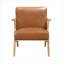 Fauteuil d'appoint compact avec structure en bois d'hévéa et revêtement en similicuir brun pour le salon-1920129391-1920129384