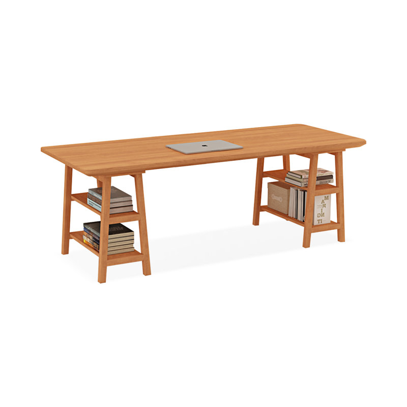 Cerise Rectangular Solid Wood desk, 29.53" H x 78.74" W x 31.5" D