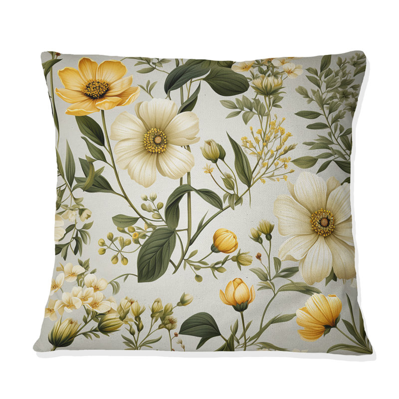 Coussin décoratif à motif bohème Botanical Neutrals III, H 18 po x l 18 po