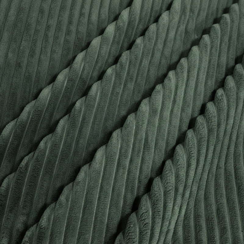Corduroy Upholstery Full Compressed Ottoman, Dark Green
