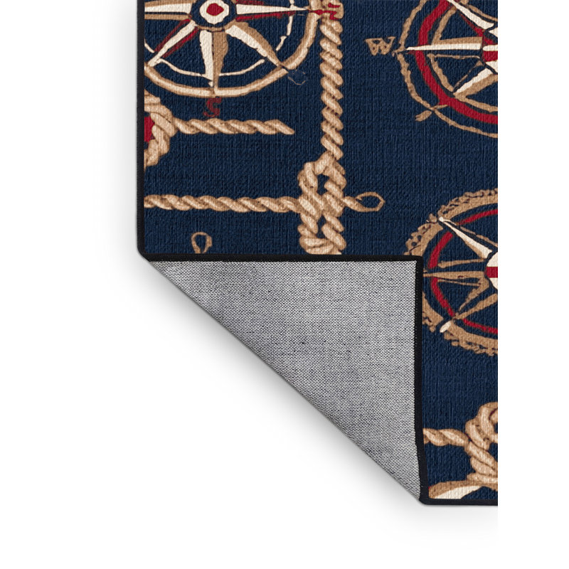 Washable Naval Design Plus Coastal Area Rug, Runner 2' x 4'