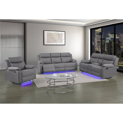 Blanche Grey Glider Recliner With LED