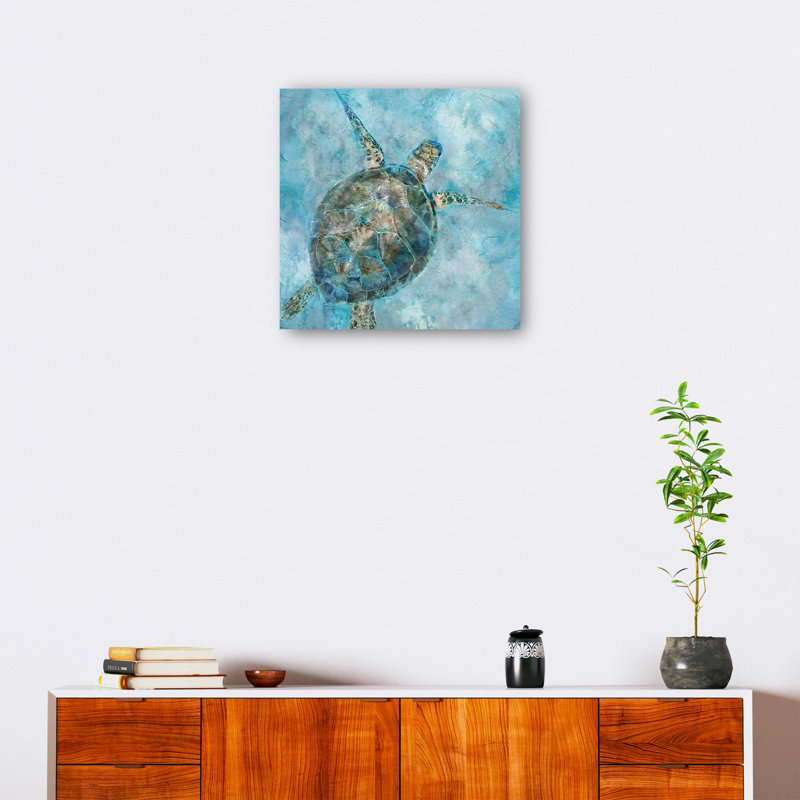 Sea Turtle Blues 12" x 12" Canvas Art Print