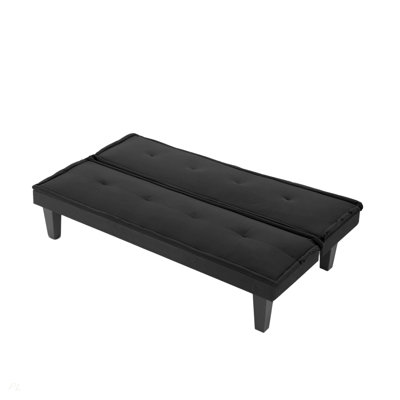 Canapé-lit convertible à futon, canapé-lit pliable en faux suède à 2 positions réglables à 5 positions pour le petit espace (noir)