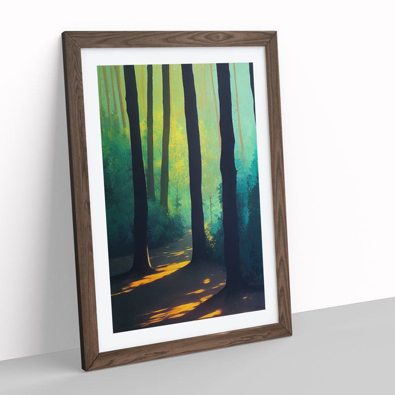 Inspiring Forest - Single Picture Frame Painting, 64cm H x 46cm W x 2cm D, Walnut