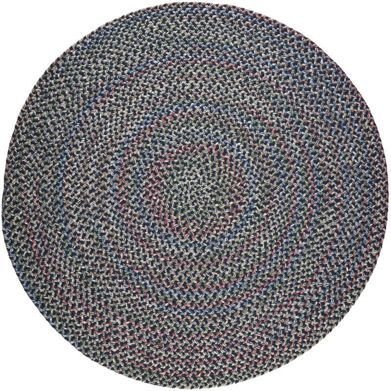 Tapis décoratif d’intérieur/extérieur à motifs géométriques tressés deckerville, Rond 8 pi