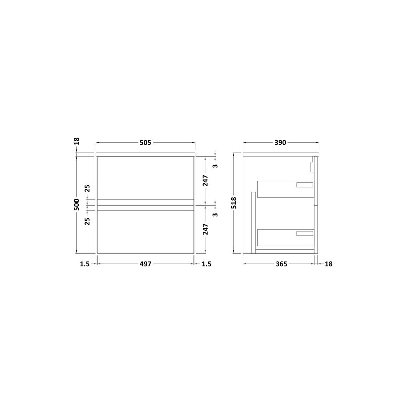 Urban 500mm Wall Mounted Single Vanity Base, Satin Blue