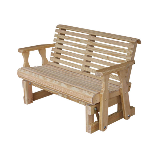 Outdoor Glider Bench Cedar Heart-back Glider With Cup Holder