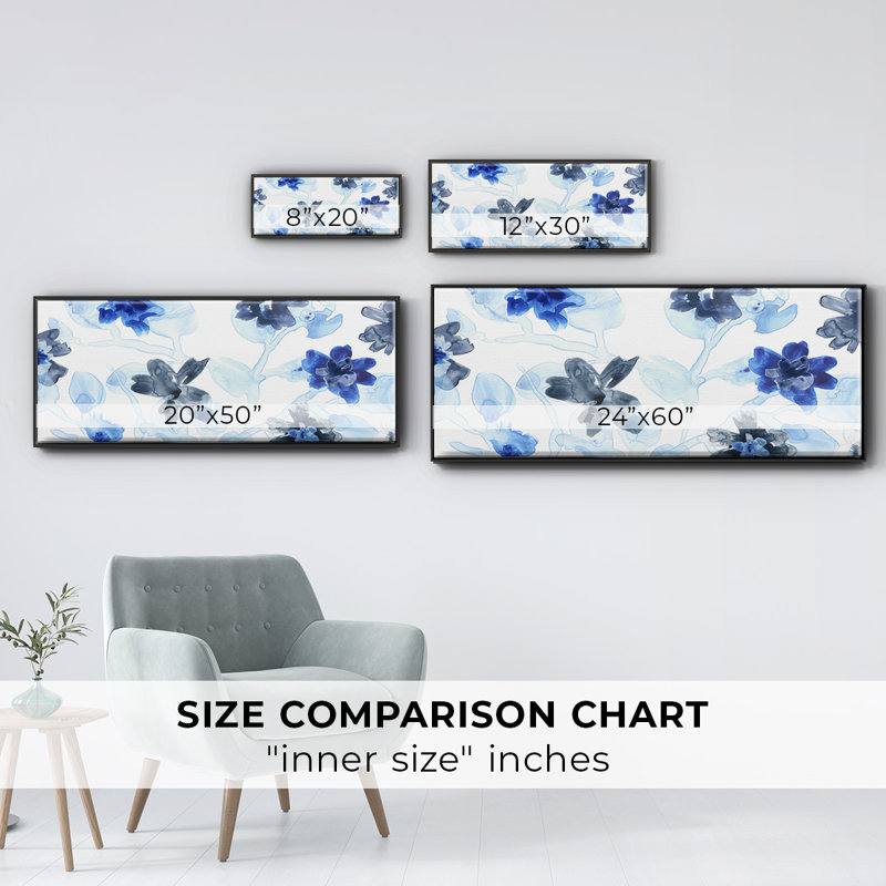 Blue Gossamer Garden - Toile avec cadre en V, H 8 po x l 20 po