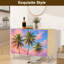 Buffet étroit de 35,4 po de largeur - armoire de rangement décorative à 2 portes avec imprimé tropical vibrant et pieds en métal